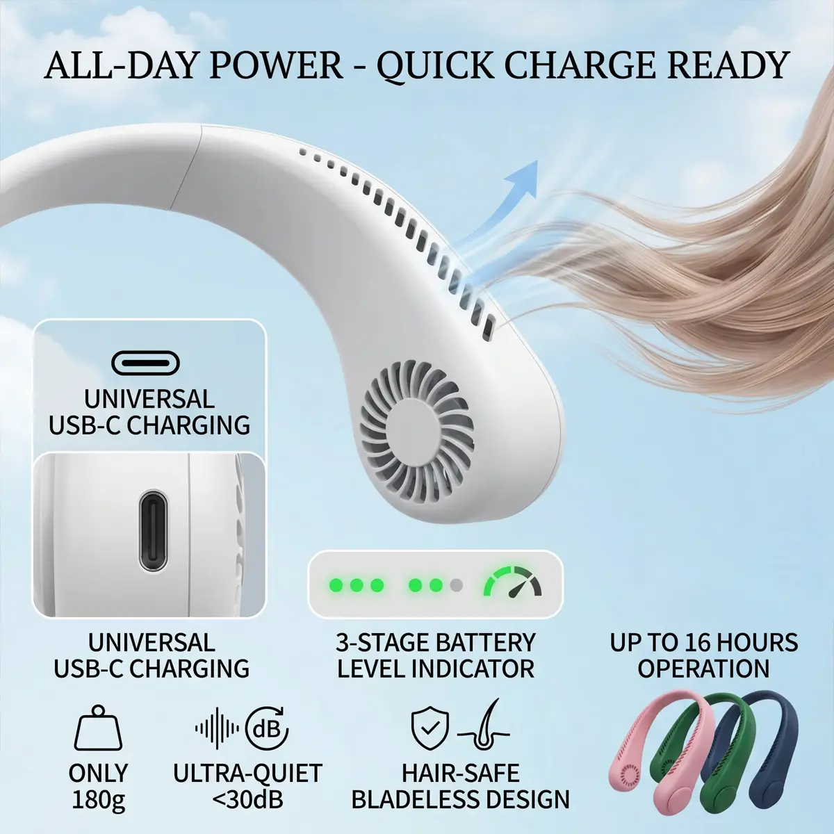 Technical Specs USB-C and Hair-Safe Design