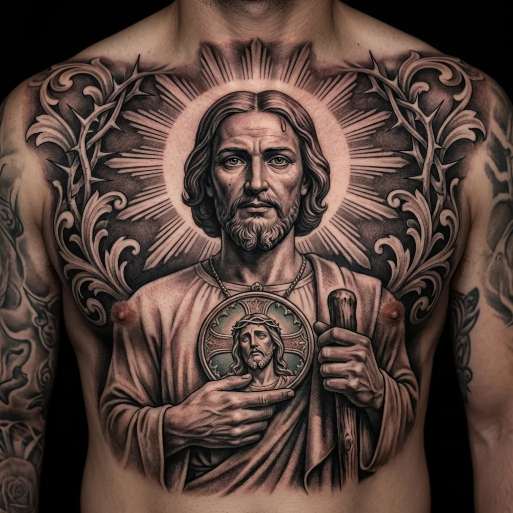 San Judas Tadeo Tattoo Design
