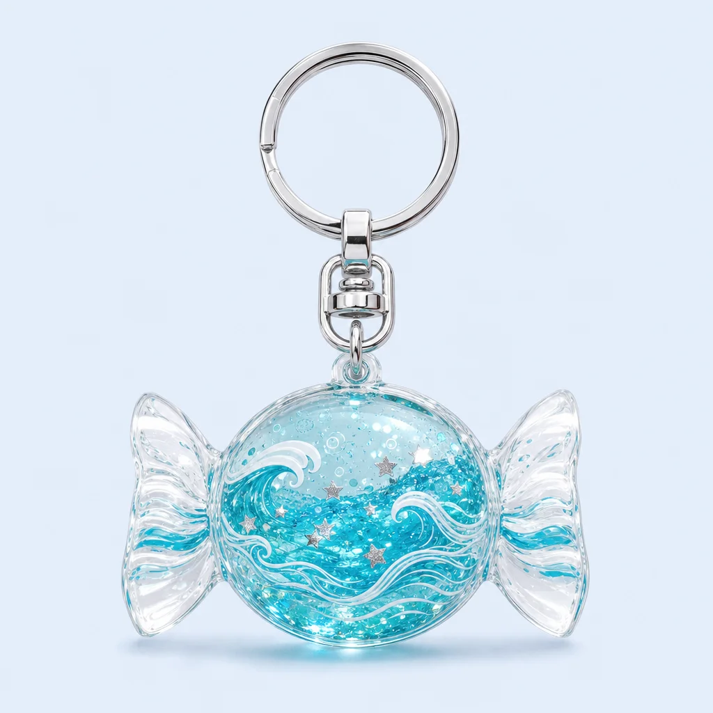 Cosmic Aurora Violet Quicksand Candy Keychain