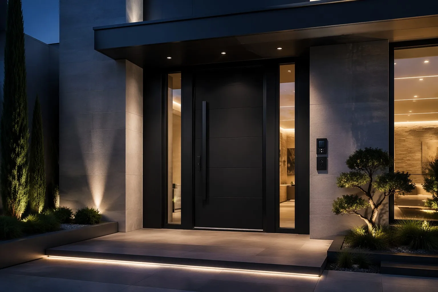 Luxury villa entrance with high-security China aluminum exterior door
