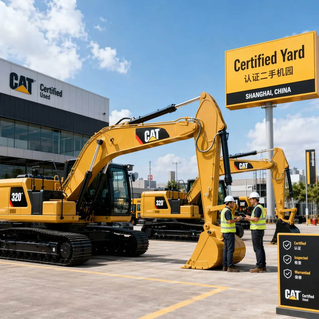 Clean and organized premium excavator dealer yard in Shanghai