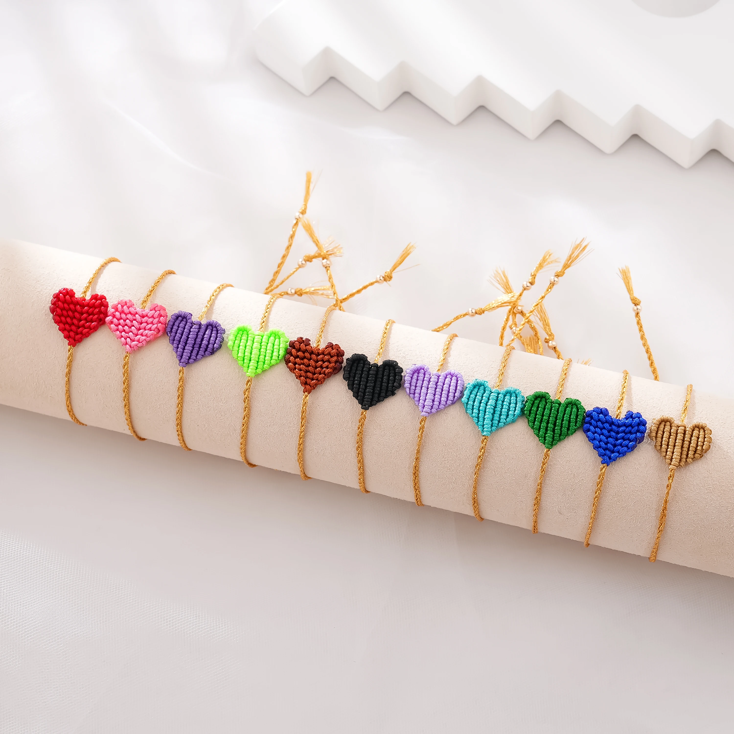 

Dropshipping handmade heart shape string woven bracelet adjustable rope braided fashion friendship jewelry bracelets