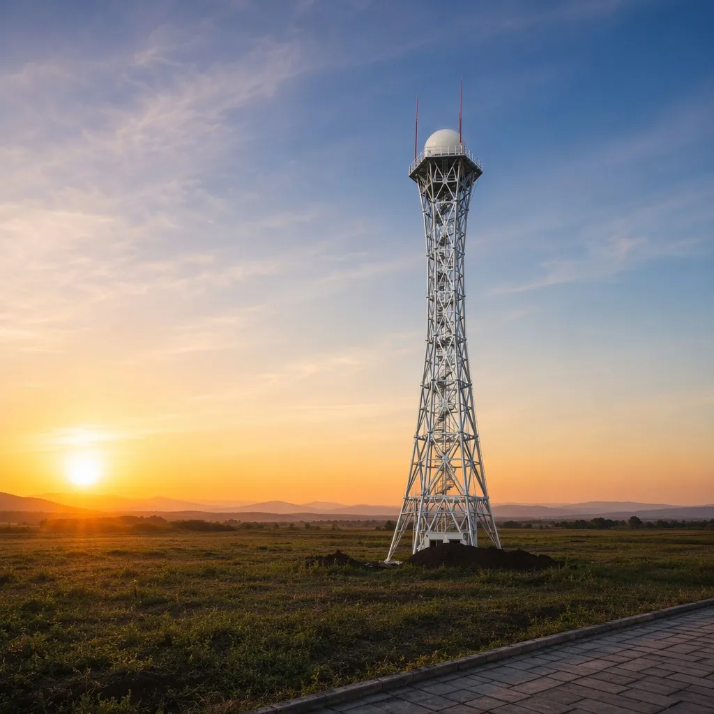 Lattice radar tower in a radar monitoring application scene
