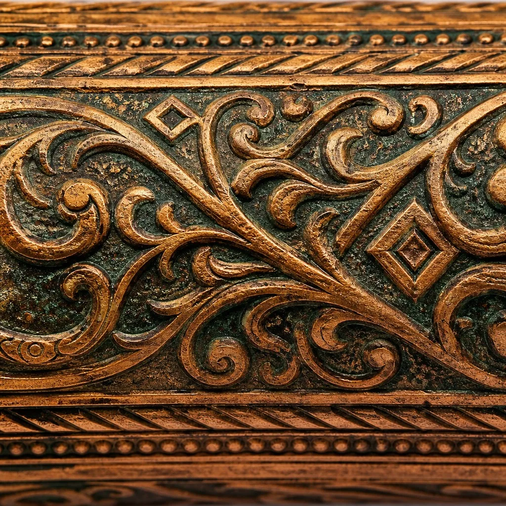 Antique copper engraving texture macro detail