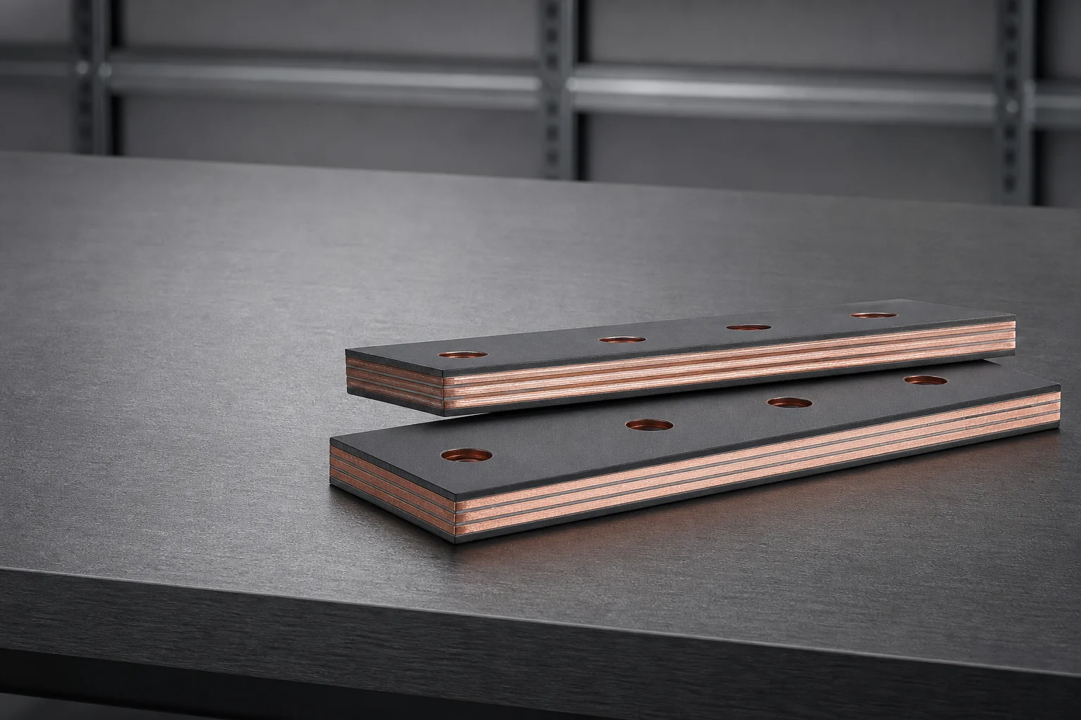 Barras colectoras laminadas de cobre con placas de cobre unidas e intercapas aislantes delgadas