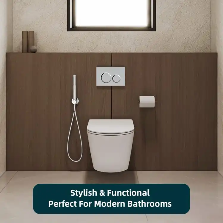 Silver ABS Round-Button Flush Plate For Standard Washroom Supply