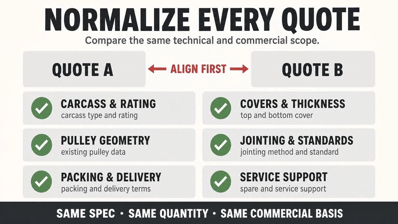 Normalize Every Conveyor Belt Quote Conveyor belt quotation normalization checklist