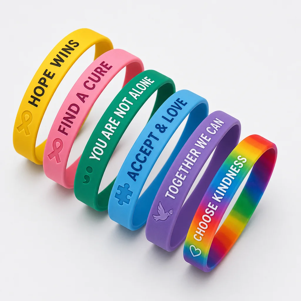 Cause awareness silicone wristbands color assortment matrix
