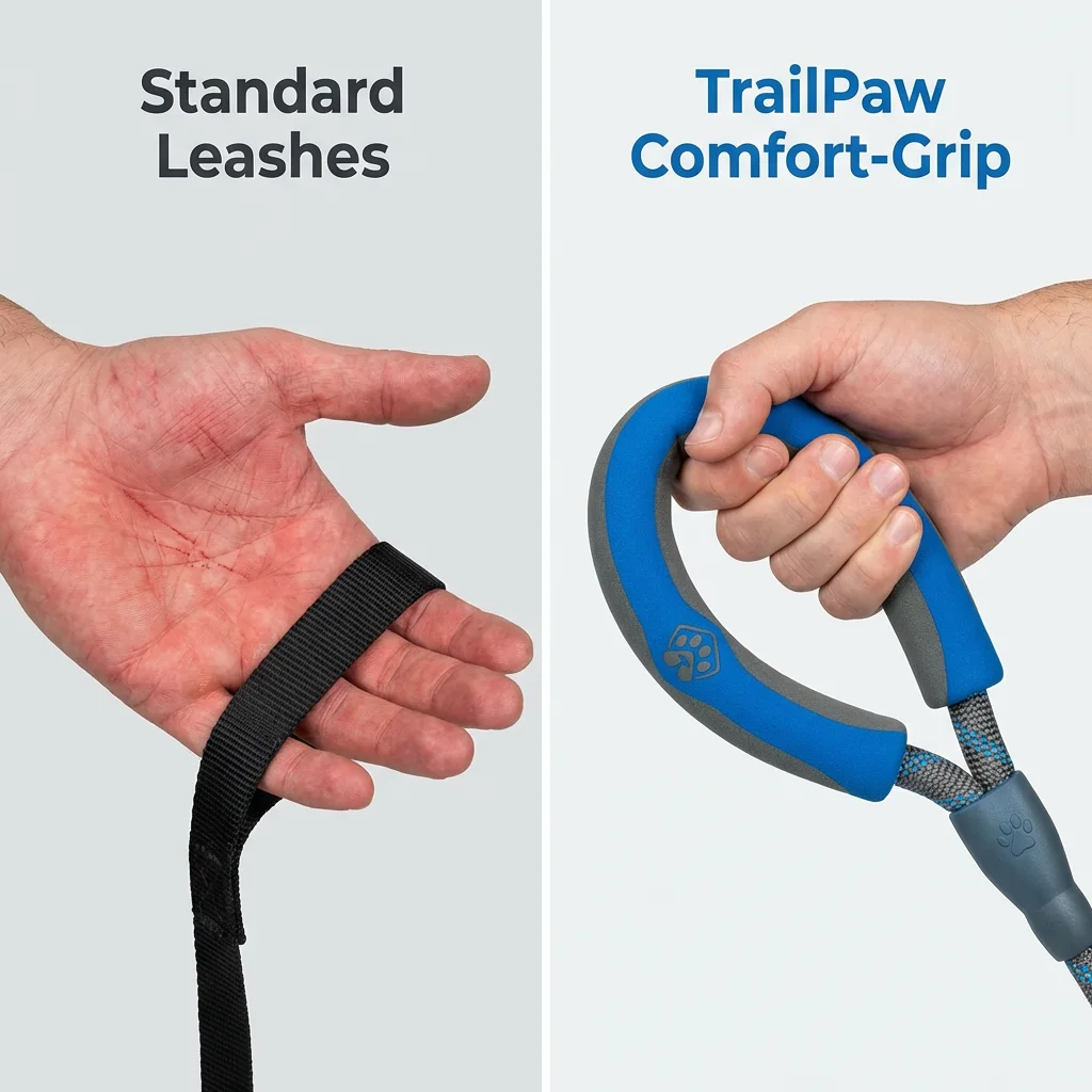 TrailPaw vs Standard Leash Comparison — Foam Comfort vs Rope Burn