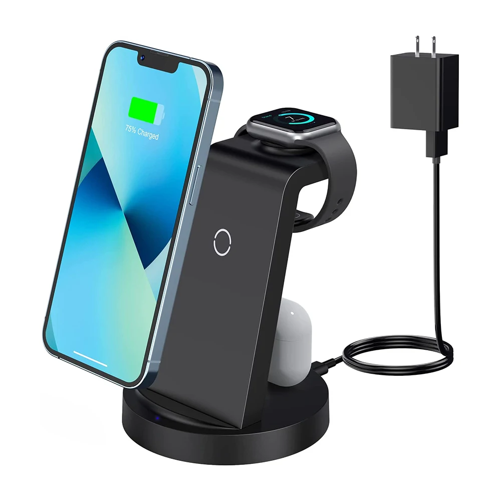 

Hot Sale 15W 3 IN 1 Wireless Charger Stand Wireless Charing Station 10w 15w wireless charging pad qi fast charger