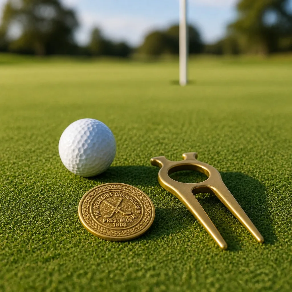 Ball marker marking position on the green