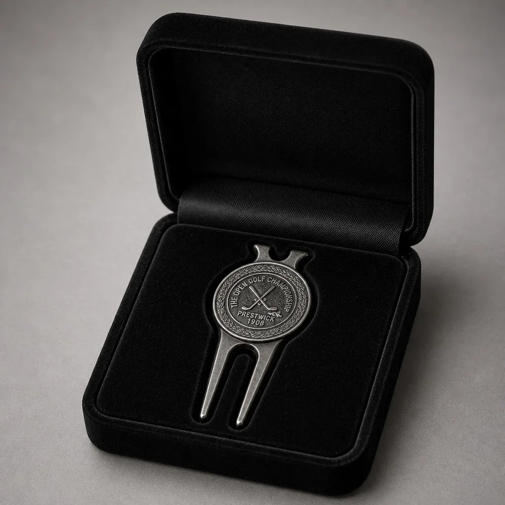Gunmetal divot tool in black velvet gift box