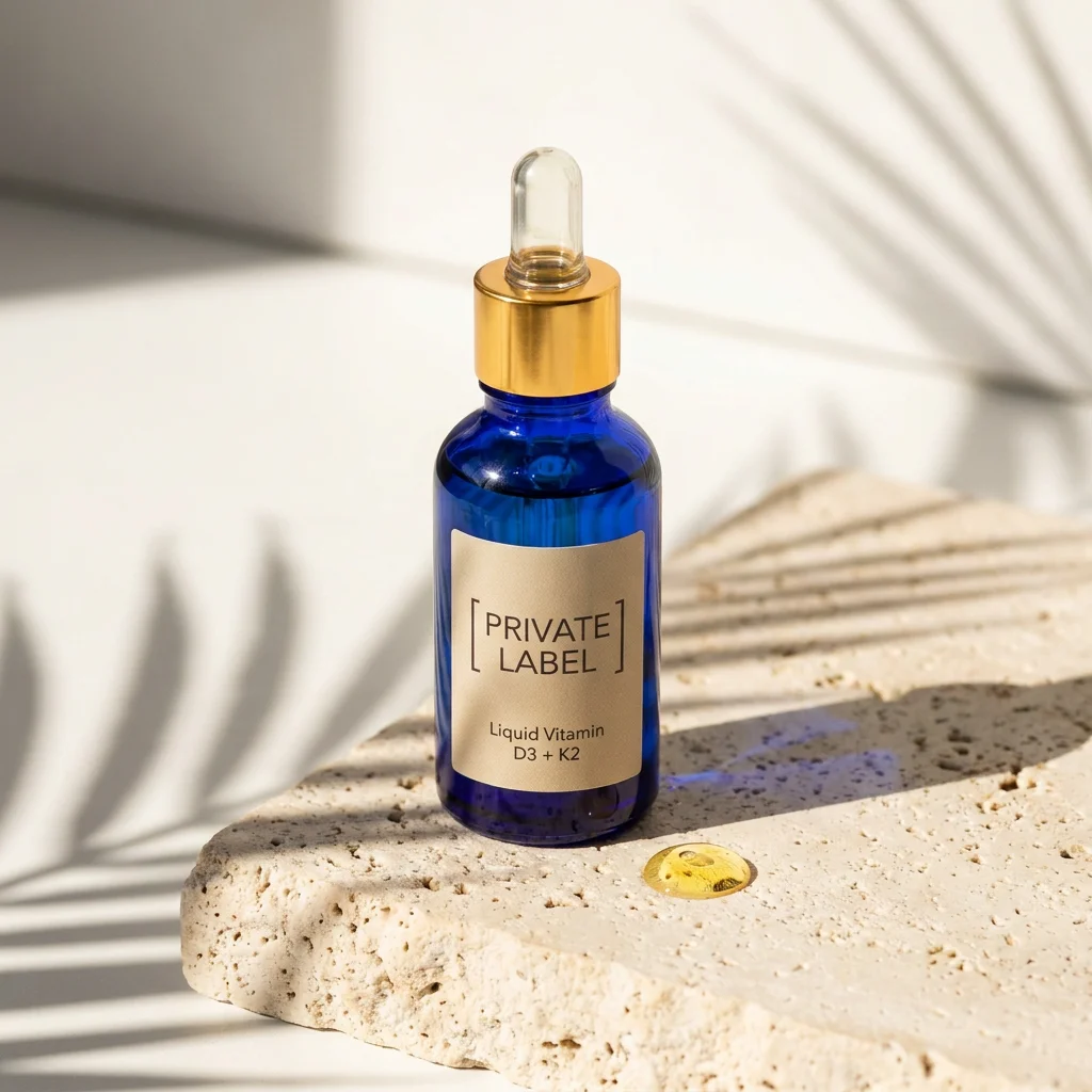 Liquid Vitamin D3 + K2 private label mockup