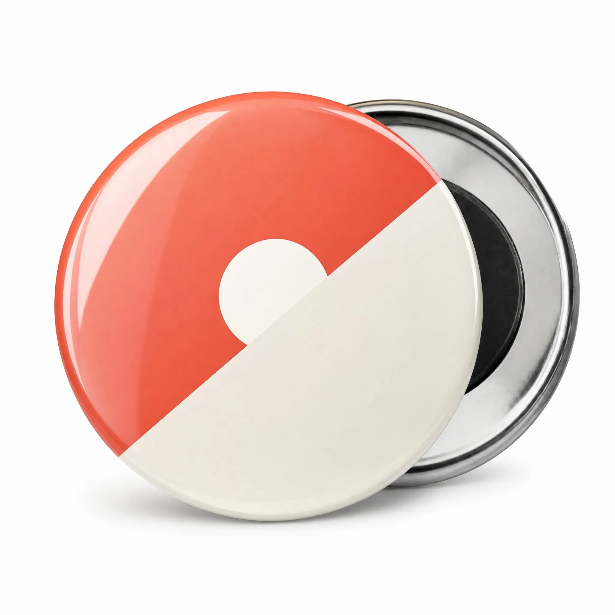 Custom glossy mirror UV print button badge front view
