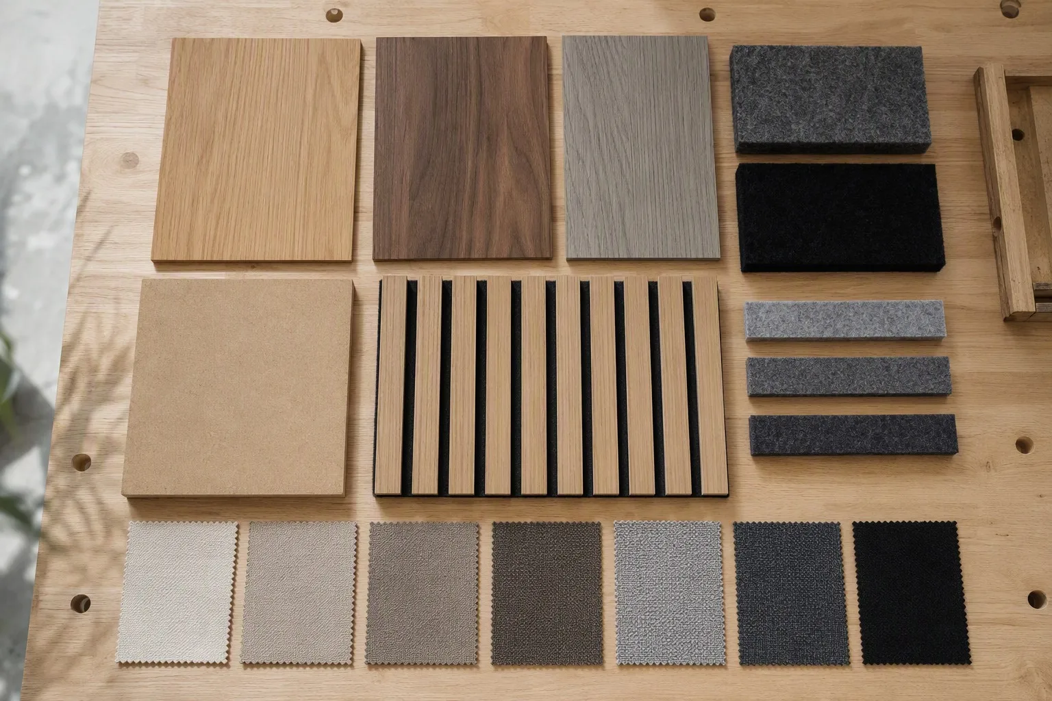 common acoustic panels materials wood MDF polyester felt fabric