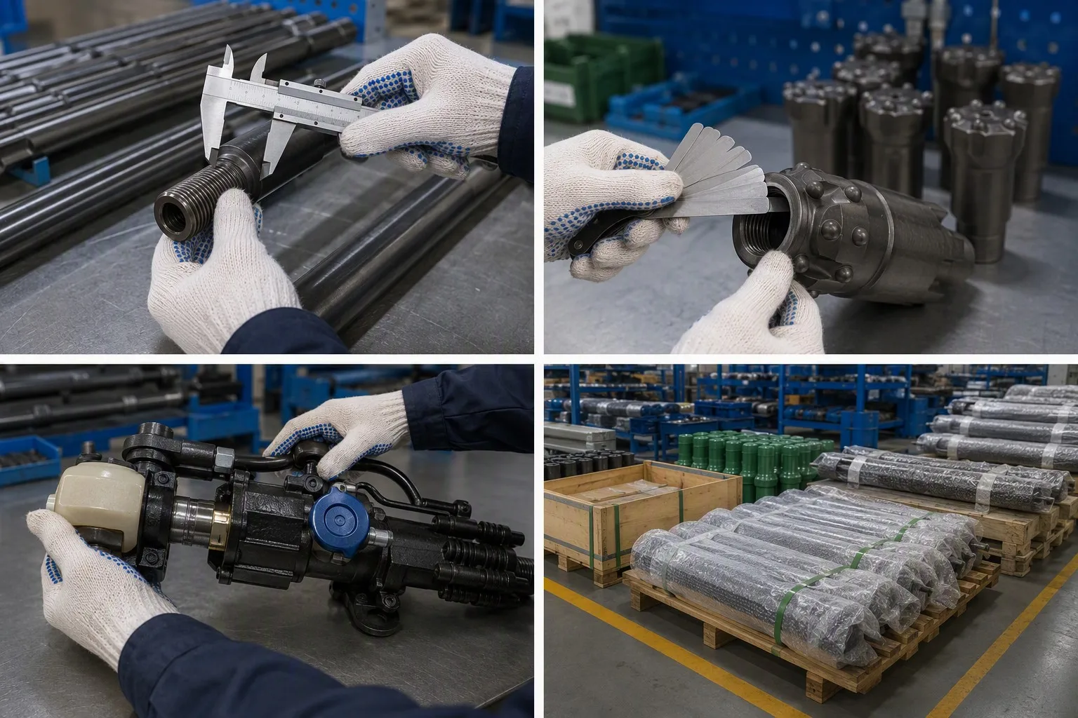 Order-specific dimensional, interface and functional inspection of rock drilling products