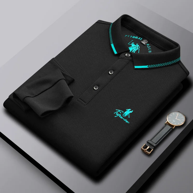 

New Arrival Men's Polo T-Shirt Long-Sleeve Formal Style with Embroidered Technique Breathable