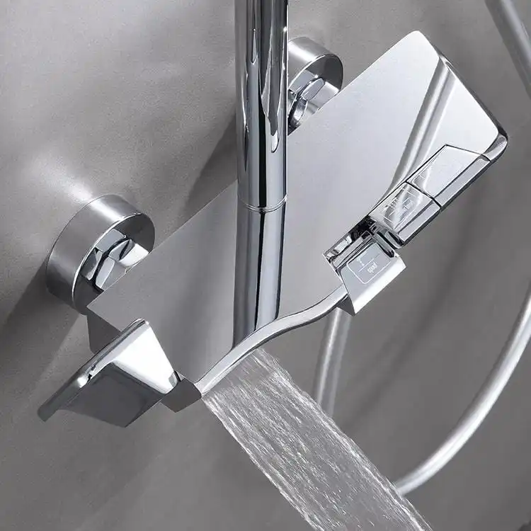 Solid Brass Valve Block and Tactile Piano Switches chrome-thermostatic-shower-set-valve