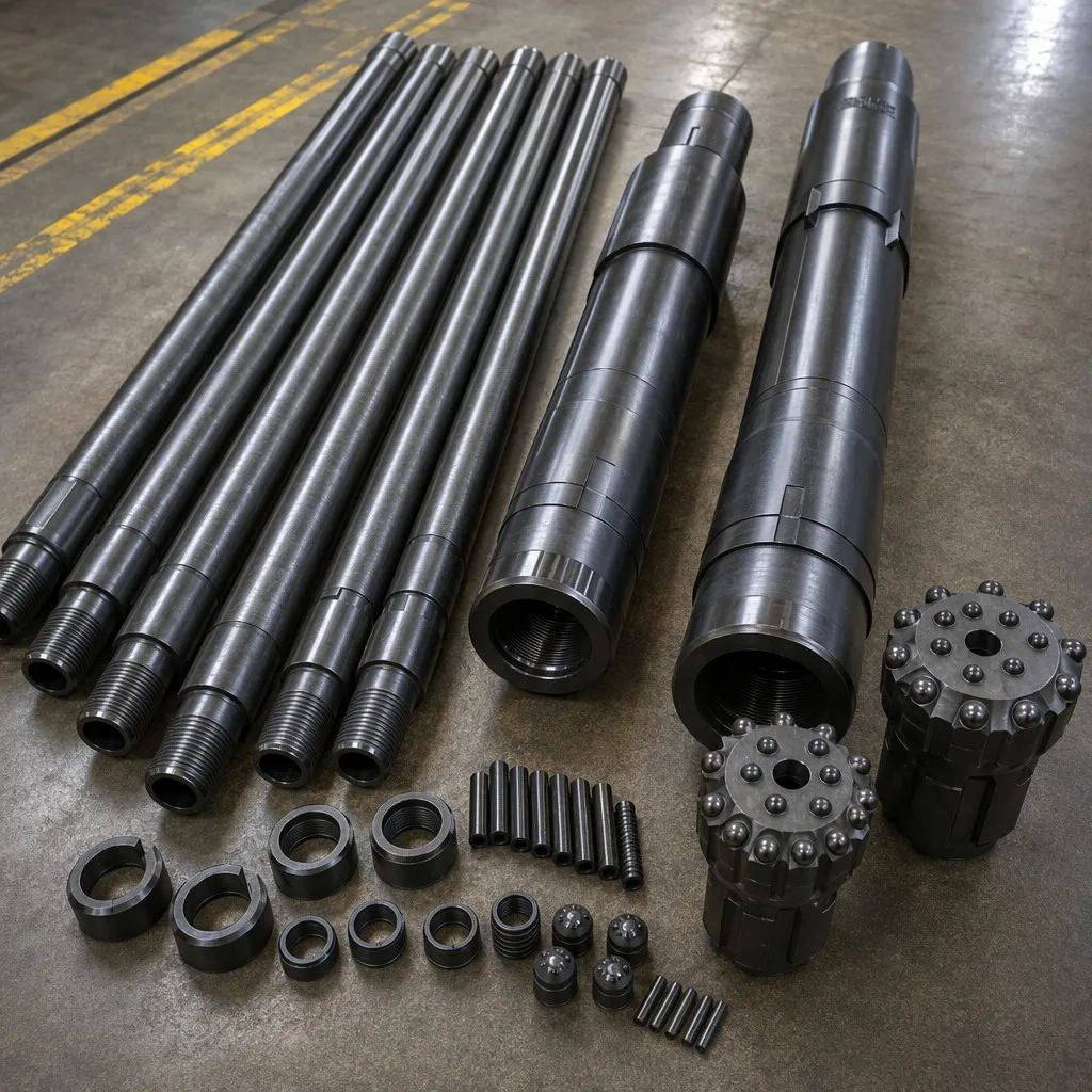 DTH hammers bits and drill pipes as a matched system