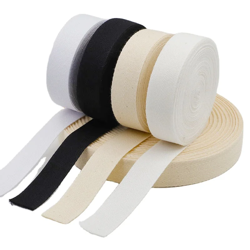 

Wholesale Herringbone Cotton Webbing 25mm Edge Band 1.5 Inch Binding Cotton Twill Bamboo Webbing Tape For Garment