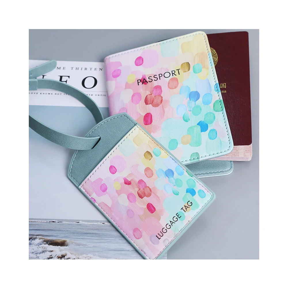 

Custom Unique Sublimation Ticket Passport Cover Holder And Luggage Tag Gift Set