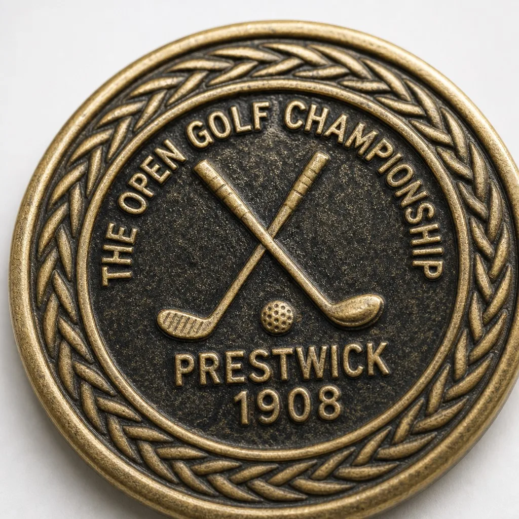 Macro detail of the vintage ball marker face