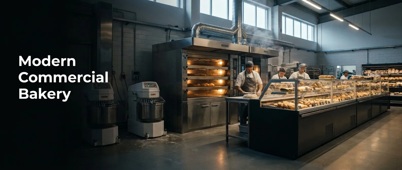 Longning factory warehouse showroom - bakery ovens, dough mixers, rotary ovens and refrigeration equipment