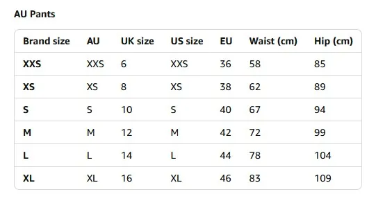 Halara Size Chart