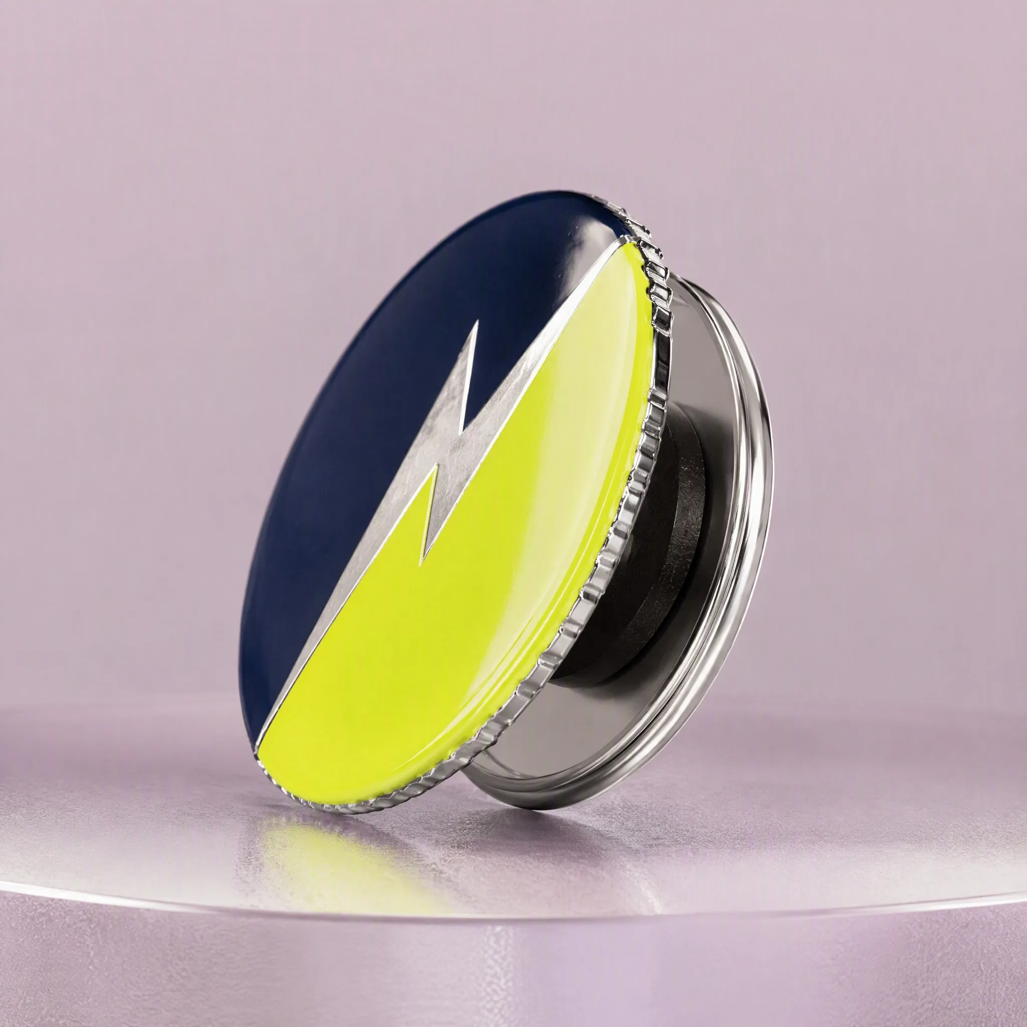 Side view reflective magnetic button badge profile