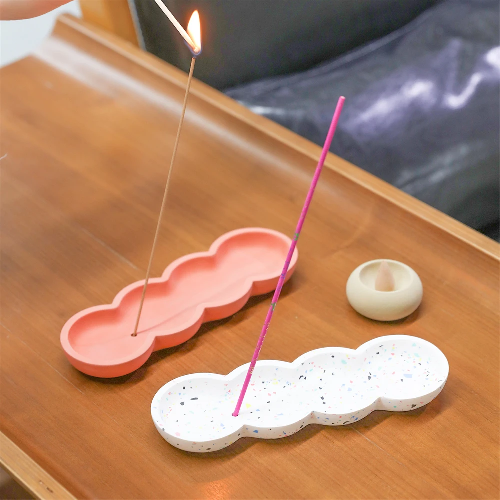 Nicole New Concrete Cement Incense Stick Base Molds Pea Pods Incense Holder Silicone Mould