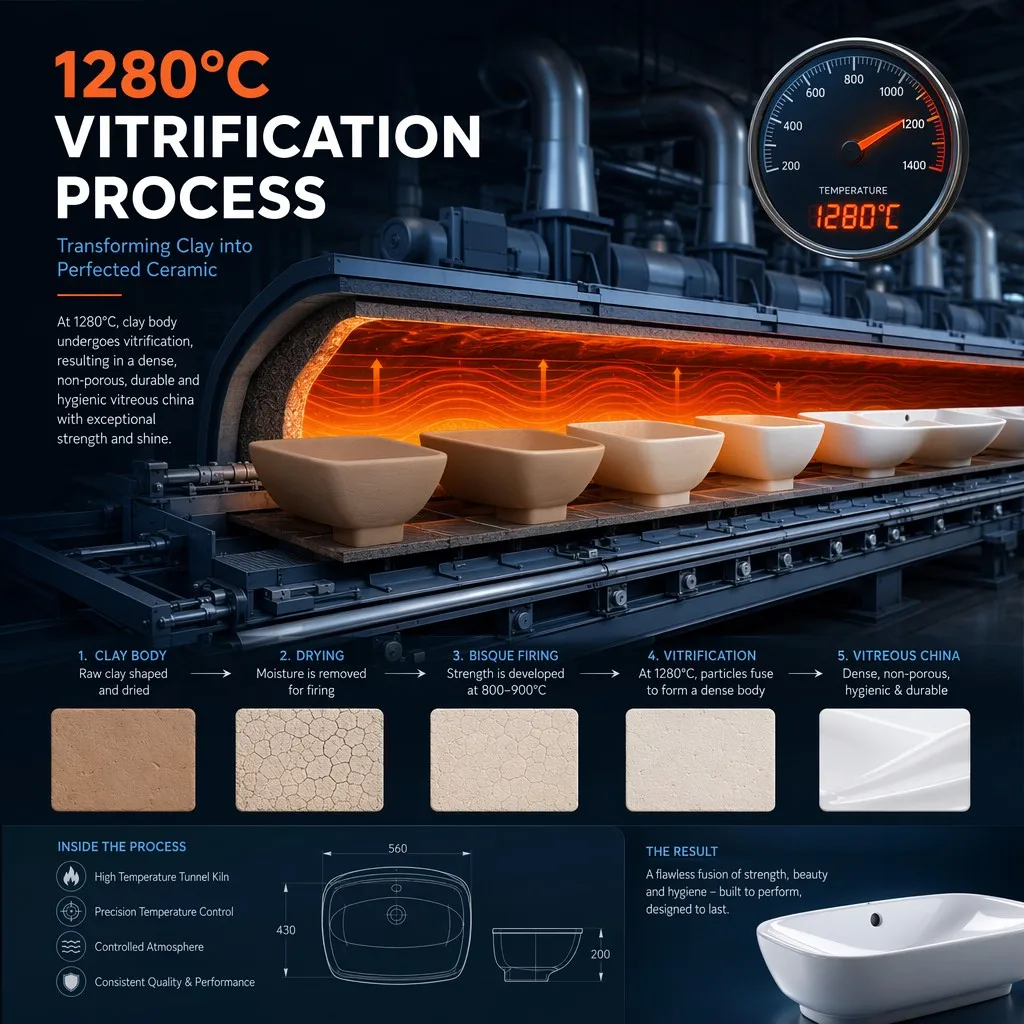 1280°C Tunnel Kiln Vitrification Process for Luxury Bathtubs