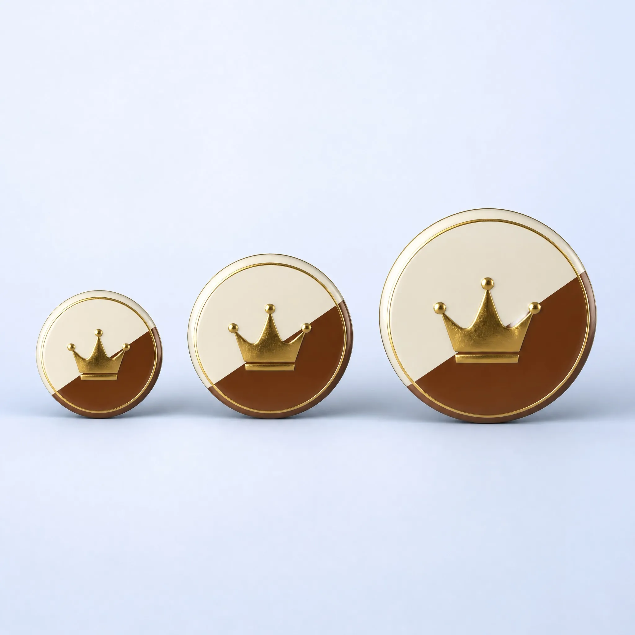 Gold foil pin back button badge sizes 32mm 44mm 58mm