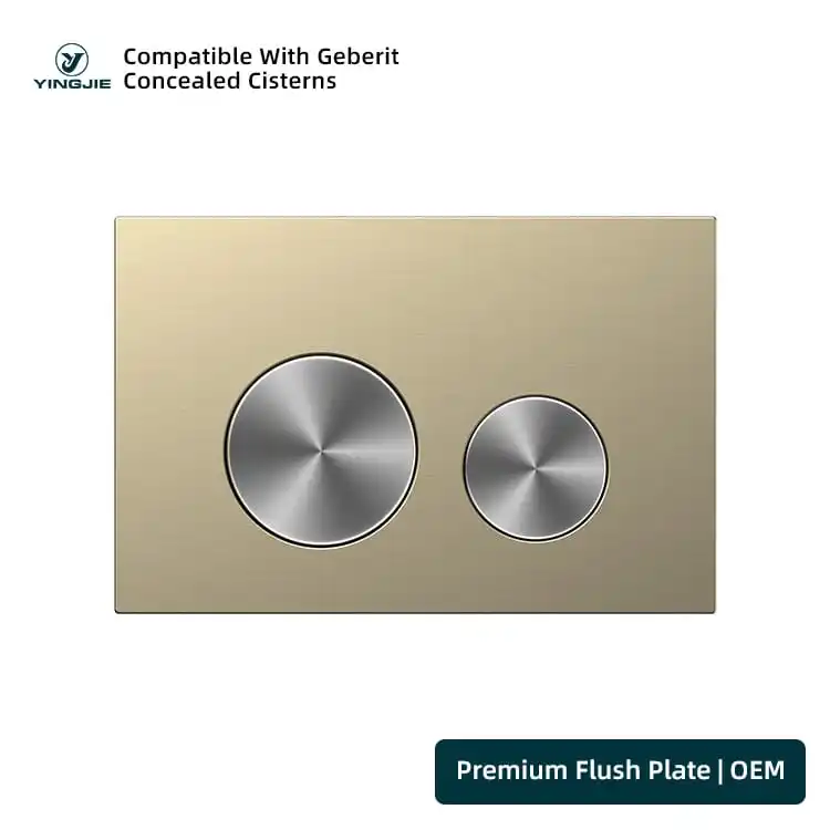 product-1-1 Brushed Gold Stainless Flush Plate with Brushed Round Buttons for Concealed Cisterns