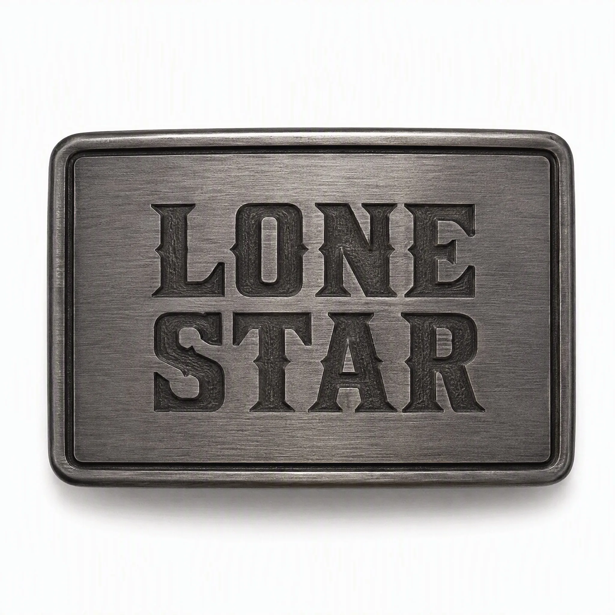 Laser engraved LONE STAR belt buckle front view
