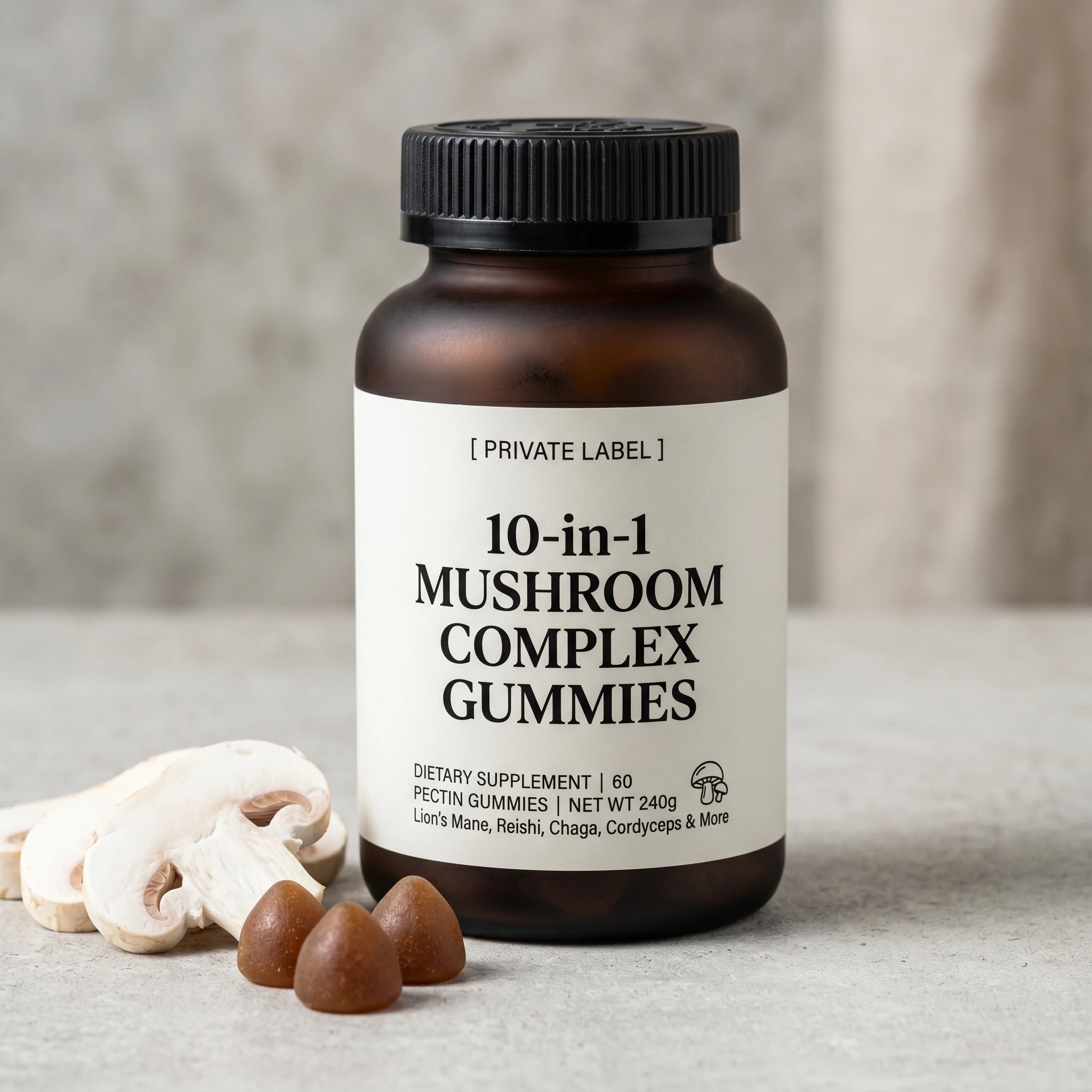 10-in-1 Mushroom Complex Gummies private label mockup