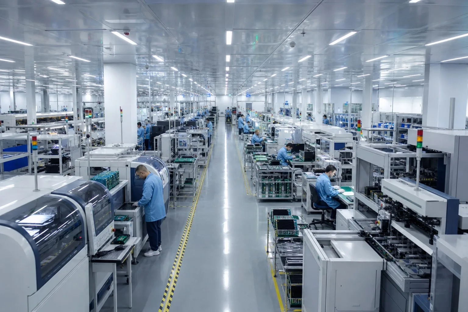 Turnkey electronics manufacturing line with boards, parts, and assembly