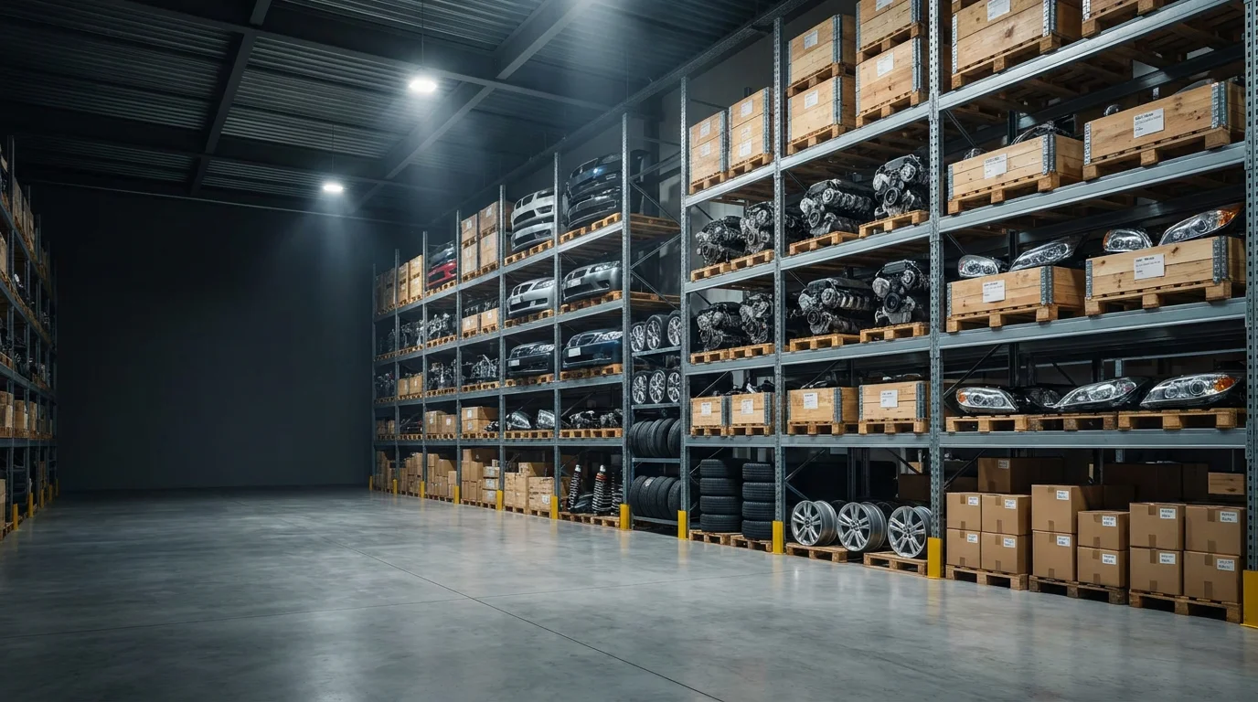Auto parts warehouse background