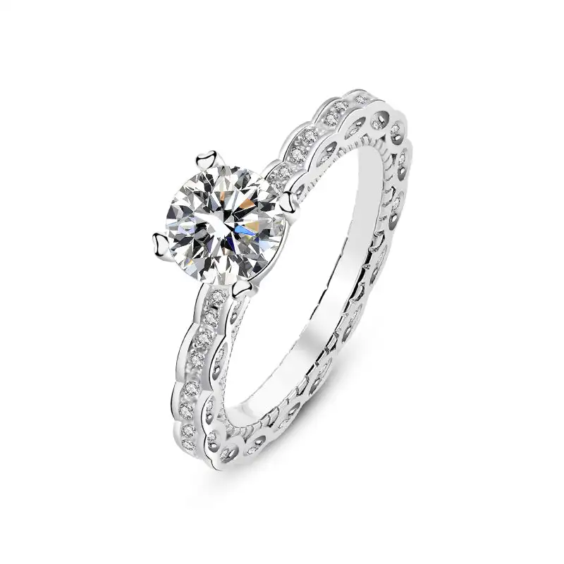 

Wholesale 925 Sterling Silver White Cubic Zircon Moissanite Diamond Ring For Women
