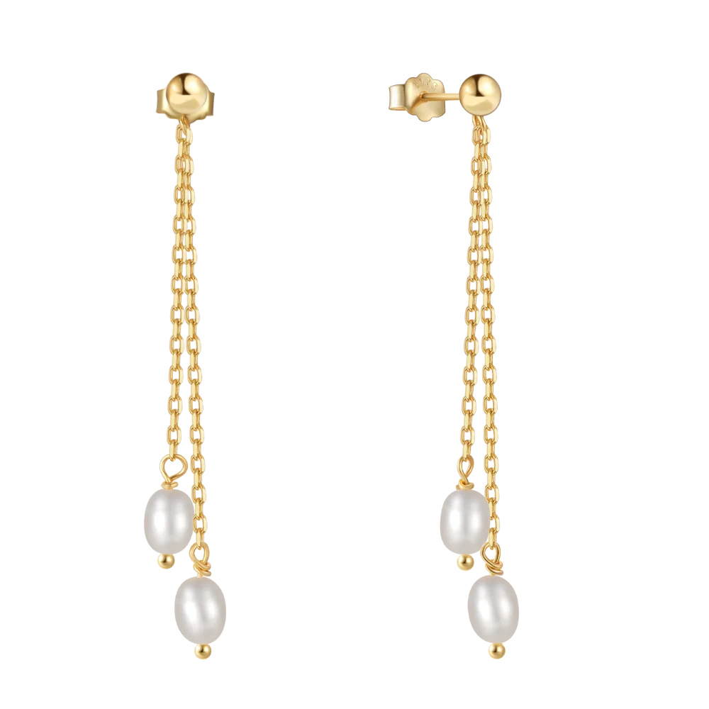 

CANNER Minimalist 18k Gold Plated Pearl Earrings Fashion Jewelry Imitation Pearl Double Tassel Stud Earrings For Women