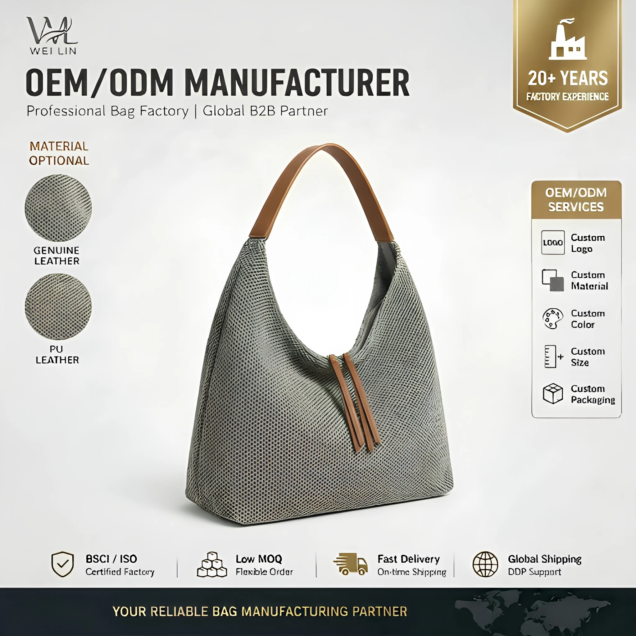 Full Grain Leather Shell Bag