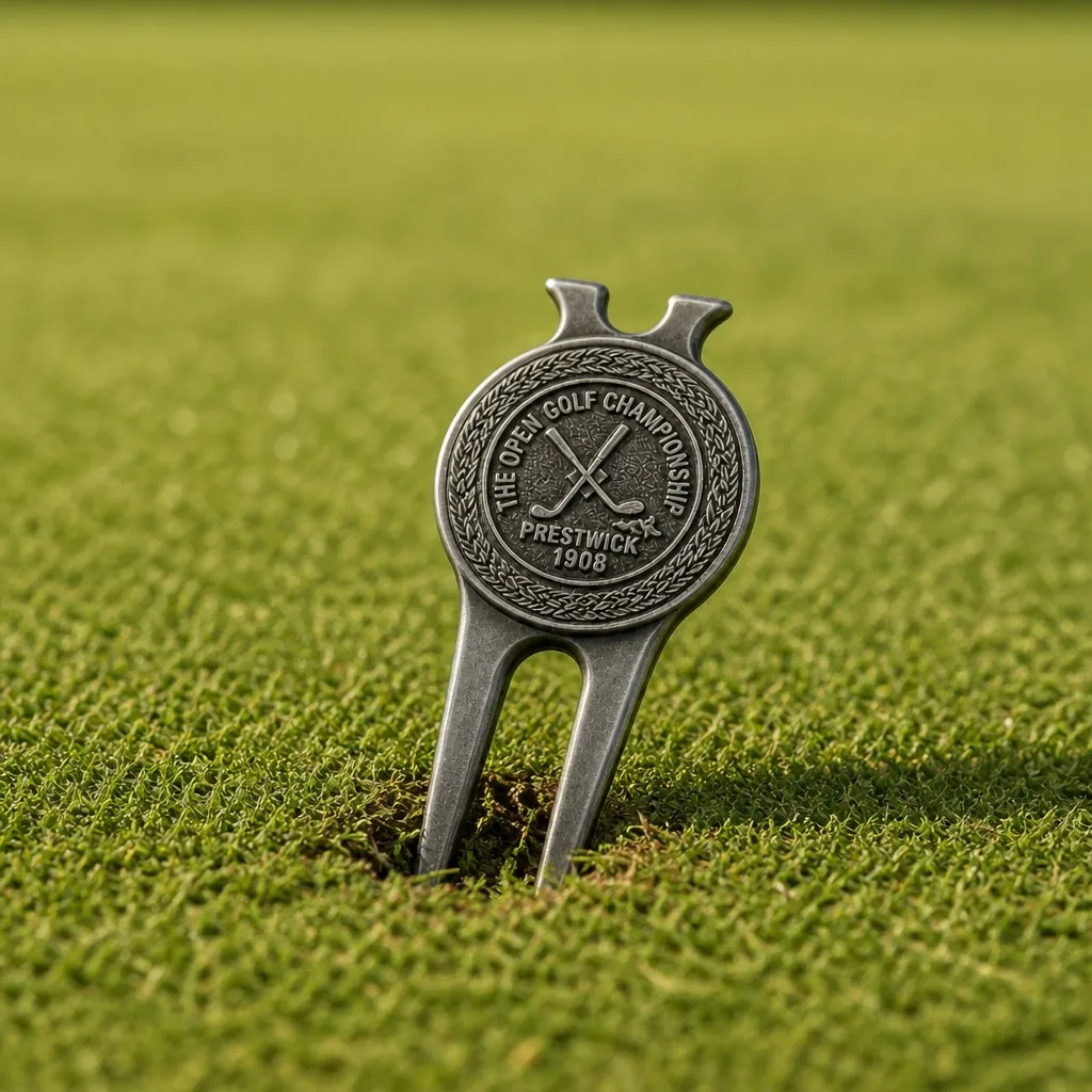 Divot tool repairing turf on the green