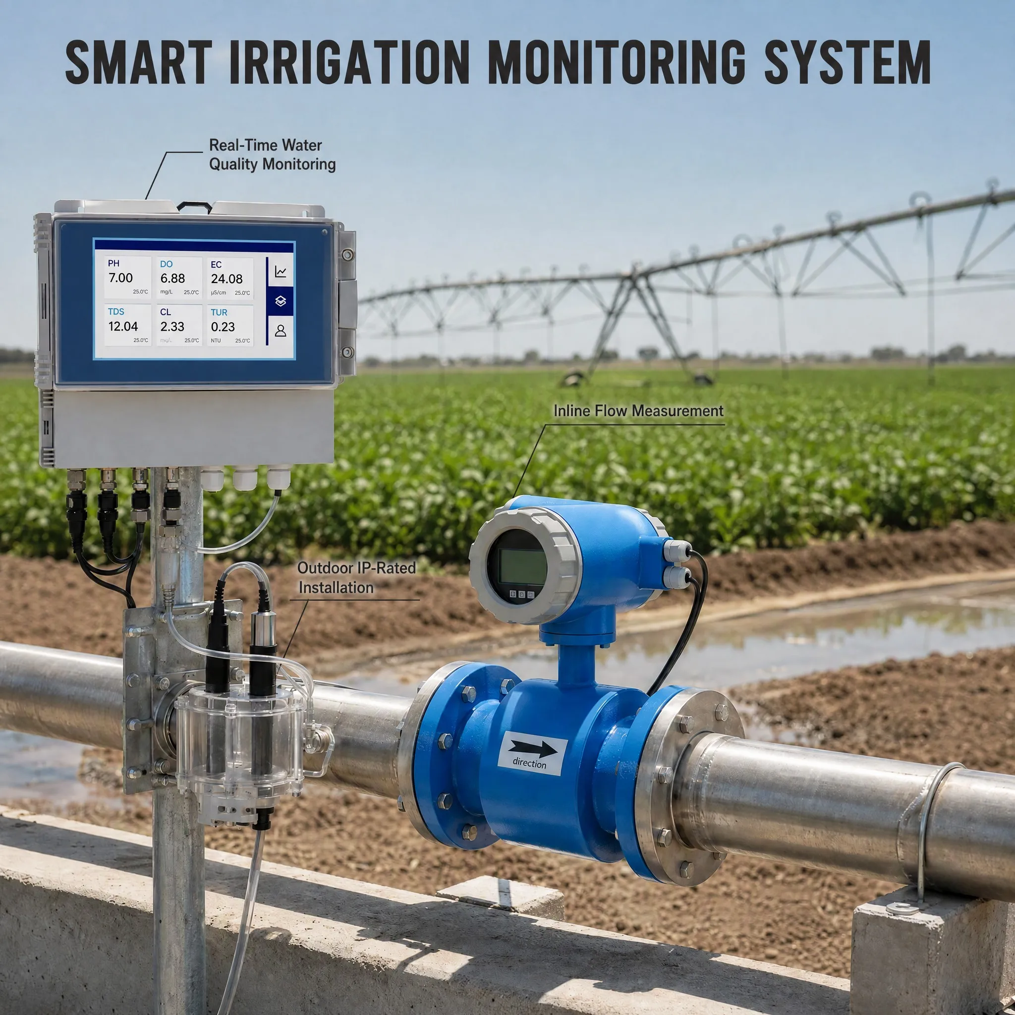 Irrigation pump station installation scene