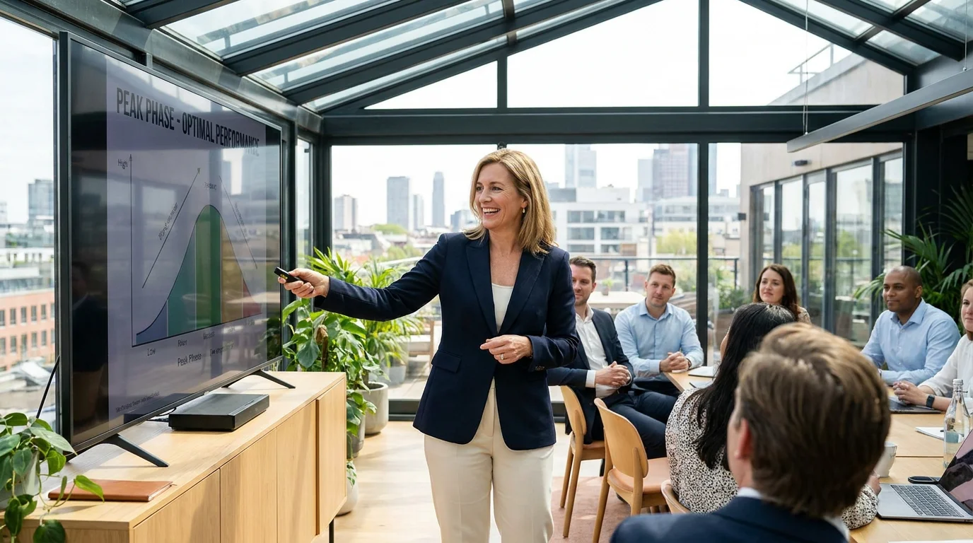 Radiant woman leading a presentation