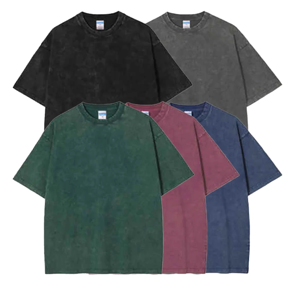 

Blank 200gsm 100% Cotton Oversized Tshirt Acid Washed Custom Logo Graphic Plus Size Vintage T Shirts For Men