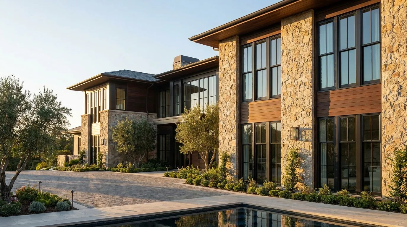 Luxury villa with premium China aluminum double hung windows