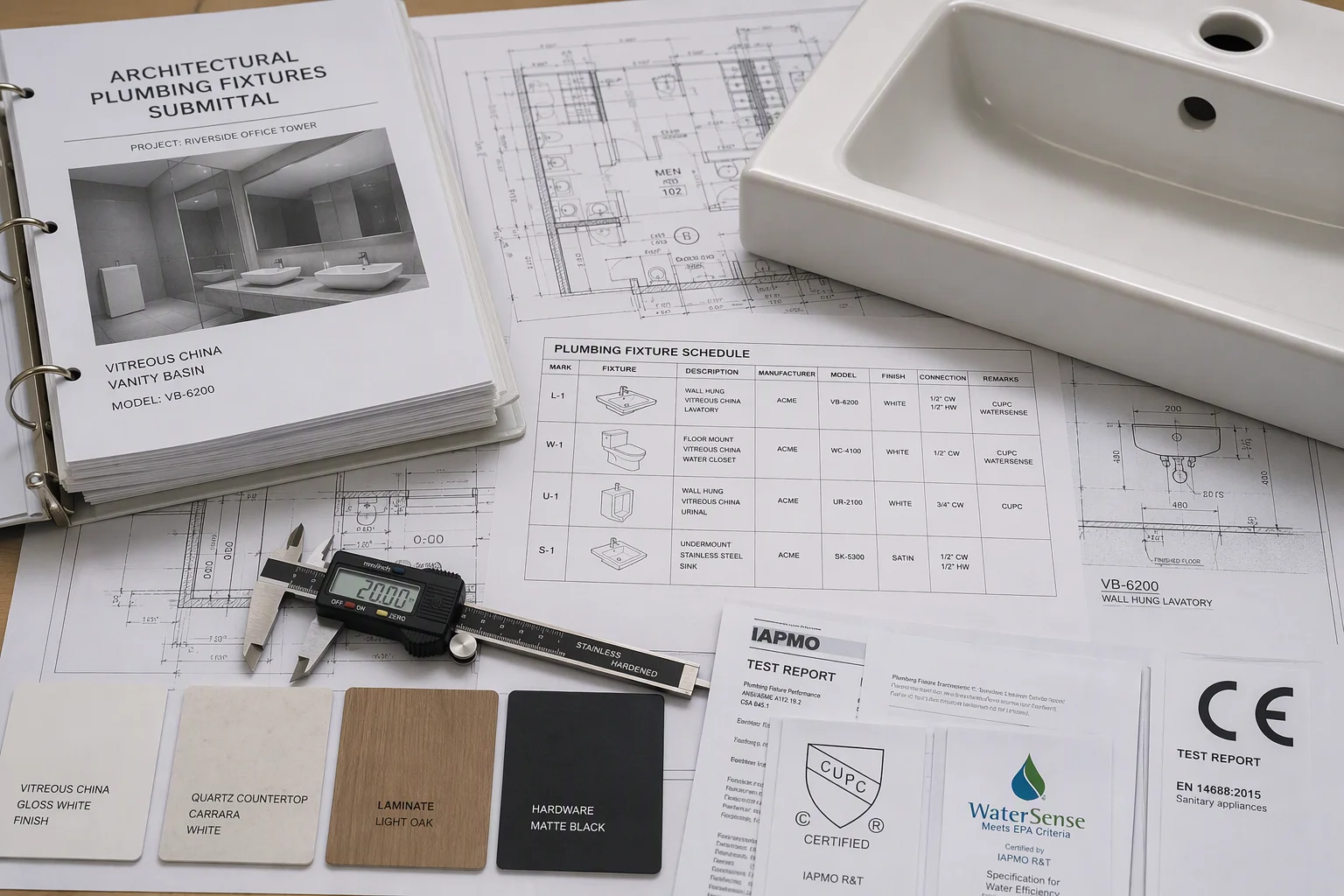 info-1-1 Figure 2: Master Submittal Package Documentation, BIM Fixture Schedules, and CE/CUPC Compliance Certificates.