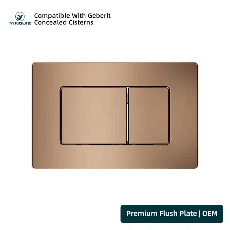 product-1-1 Rose Gold Stainless Steel Flush Plate with Rectangular Dual Buttons for Boutique Bathrooms