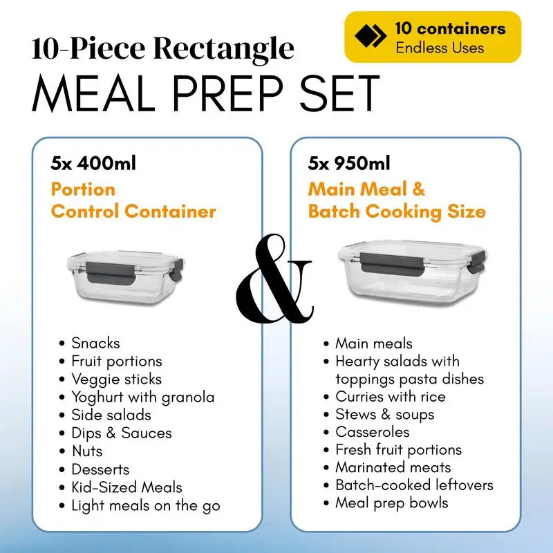 Meal Prep Size Guide 400ml and 950ml