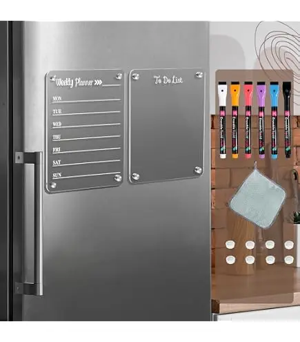 LCPCX Magnetic Acrylic Weekly Fridge Calendar with Markers