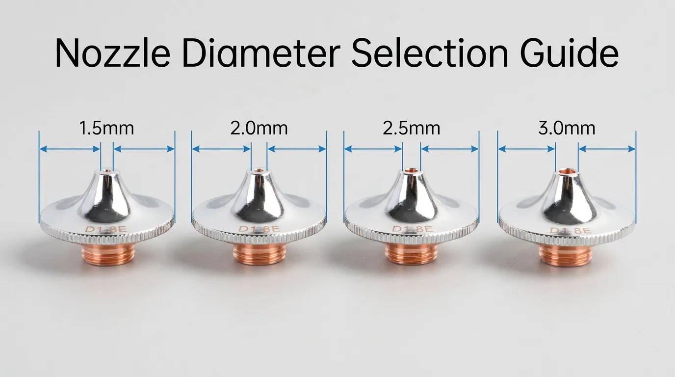 Laser nozzle specification chart for different materials